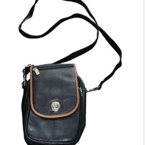 SOLD Buxton Crossbody Bag Purse Belt Bag Sling Leather Black Sling Retro Travel